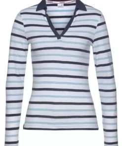 KangaROOS Langarm-Poloshirt mit KangaROOS Schriftzug am Ärmel Weiß-marine, Bordeaux-weiß -KangaROOS Verkaufsladen 01077cdc defb 5331 a9fb 586f0243146a