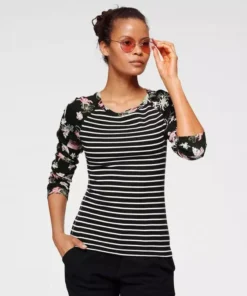 KangaROOS Langarmshirt im angesagtem Mustermix Schwarz, Wei&szlig;-marine-gestreift, Himbeere -KangaROOS Verkaufsladen 0196270d 204b 59cb 80e3 b145f2ca9aa4