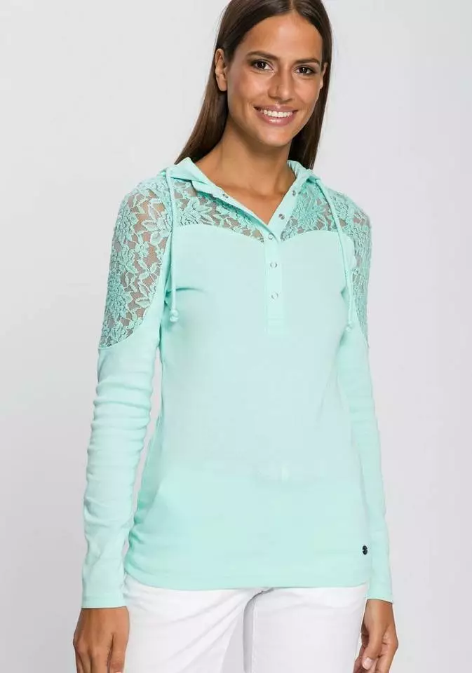 KangaROOS Kapuzenshirt mit Spitzendetail Türkis, Offwhite, Altrosa, Schwarz 1 KangaROOS Kapuzenshirt mit Spitzendetail Türkis, Offwhite, Altrosa, Schwarz