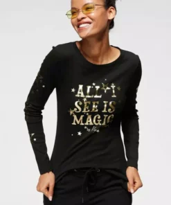 KangaROOS Langarmshirt mit goldschimmernem Sternen-Druck - NEUE KOLLEKTION