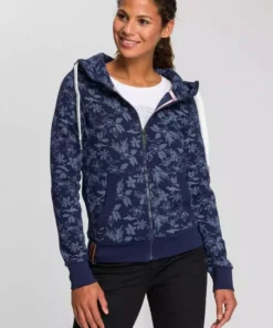 KangaROOS Kapuzensweatjacke mit modischem Minimal-Allover-Druck Marine, Himbeere-meliert