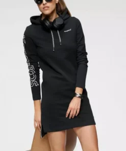 KangaROOS Sweatkleid mit Kapuze & großem Schriftzug-Druck am Arm