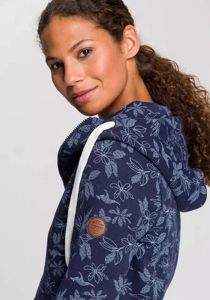 KangaROOS Kapuzensweatjacke mit modischem Minimal-Allover-Druck Marine, Himbeere-meliert 3 KangaROOS Kapuzensweatjacke mit modischem Minimal-Allover-Druck Marine, Himbeere-meliert – Bild 3