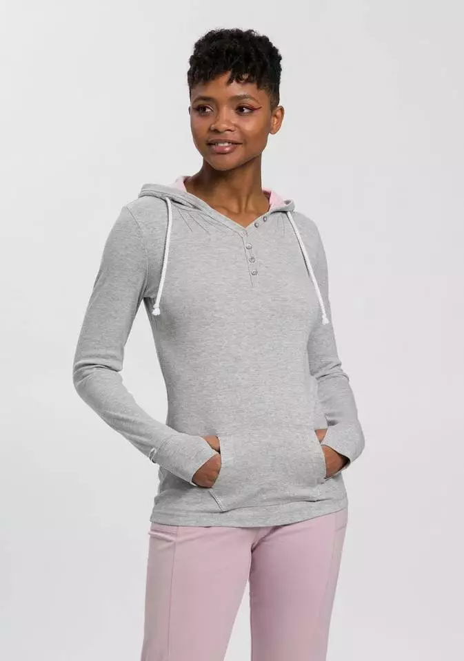 KangaROOS Kapuzenshirt Kapuze kontrastfarben gefüttert Marine, Offwhite, Hellgrau-meliert, Schwarz 1 KangaROOS Kapuzenshirt Kapuze kontrastfarben gefüttert Marine, Offwhite, Hellgrau-meliert, Schwarz