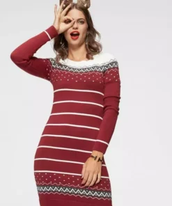 KangaROOS Strickkleid im Norweger-Look Bordeaux-weiß-anthrazit, Grau-rosa, Marine-grau-gelb, Schwarz-weiß-rot -KangaROOS Verkaufsladen 0f398ccd e84e 5cdd 9dd6 57639f14aeb5