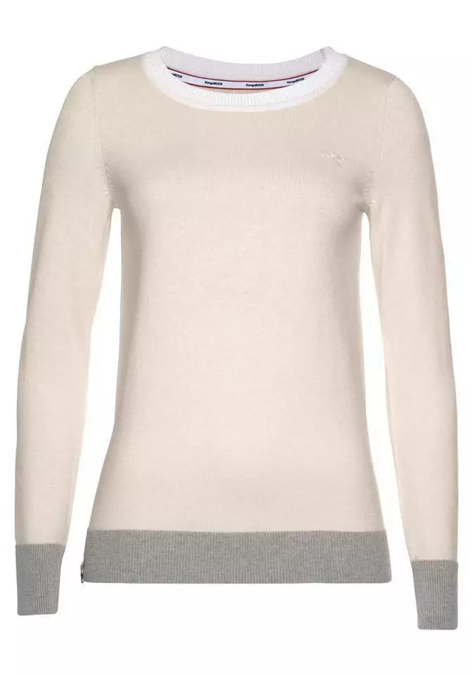 KangaROOS Rundhalspullover mit Knopfleiste hinten und Konstrast-Bündchen - NEUE KOLLEKTION Beige-hellgrau, Mint-weiß 6 KangaROOS Rundhalspullover mit Knopfleiste hinten und Konstrast-Bündchen - NEUE KOLLEKTION Beige-hellgrau, Mint-weiß – Bild 6