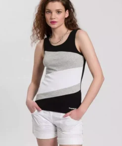 KangaROOS Tanktop mit Color Blocking Details vorne - NEUE KOLLEKTION Wei&szlig;-pink-hellgrau-meliert, Dunkelblau-meliert-himmelblau-wei&szlig;, Schwarz-wei&szlig;-hellgrau-meliert