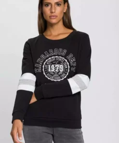 KangaROOS Sweatshirt mit sportlichen Kontrasteinsätzen am Ärmel Schwarz, Marine-bedruckt, Gr&uuml;n