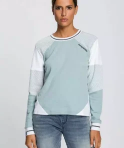 KangaROOS Sweatshirt im Colorblocking-Design mit Pünktchen Rosa-weiß-hellgrau-bedruckt, Schwarz-hellgrau-meliert, Himbeere-meliert, Marine-hellblau -KangaROOS Verkaufsladen 144f229e b278 5395 a452 1104f5a837a2