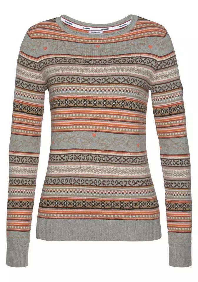 KangaROOS Rundhalspullover im Jaquard-Feinstrick Bunt, Natur-braun 6 KangaROOS Rundhalspullover im Jaquard-Feinstrick Bunt, Natur-braun – Bild 6