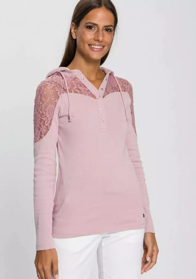 KangaROOS Kapuzenshirt mit Spitzendetail Türkis, Offwhite, Altrosa, Schwarz 9 KangaROOS Kapuzenshirt mit Spitzendetail Türkis, Offwhite, Altrosa, Schwarz – Bild 9