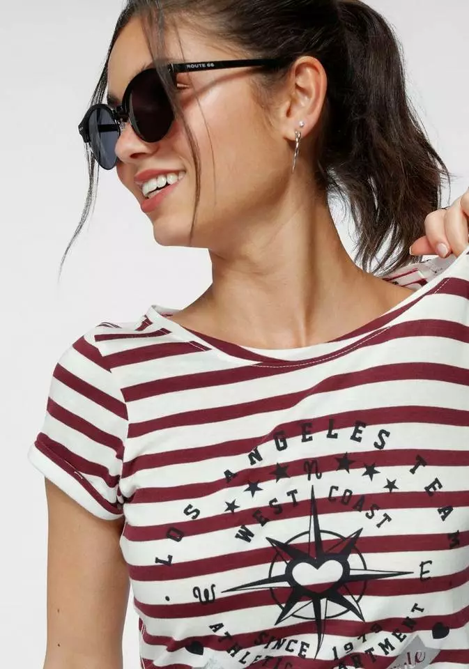 KangaROOS T-Shirt mit großem Metallic-Print vorne Marine-weiß-gestreift, Grau-weiß-gestreift, Bordeaux-weiß-gestreift 4 KangaROOS T-Shirt mit großem Metallic-Print vorne Marine-weiß-gestreift, Grau-weiß-gestreift, Bordeaux-weiß-gestreift – Bild 4