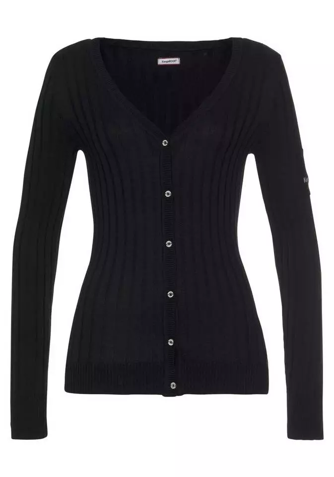 KangaROOS Strickjacke in breit geripptem Feinstrick unf Markennamen auf dem Arm - NEUE KOLLEKTION Marine, Schwarz, Rosa 4 KangaROOS Strickjacke in breit geripptem Feinstrick unf Markennamen auf dem Arm - NEUE KOLLEKTION Marine, Schwarz, Rosa – Bild 4