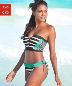 KangaROOS Bustier-Bikini-Top »Anita«, mit Reißverschluss Schwarz-weiß, Marine-weiß