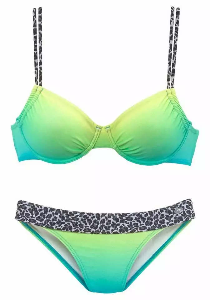 KangaROOS Bügel-Bikini mit trendigen Details im Leoprint Türkis-grün, Orange-gelb 2 KangaROOS Bügel-Bikini mit trendigen Details im Leoprint Türkis-grün, Orange-gelb – Bild 2
