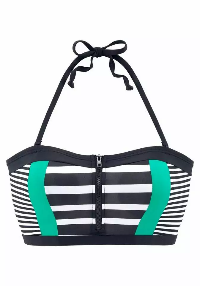 KangaROOS Bustier-Bikini-Top »Anita«, mit Reißverschluss Schwarz-weiß, Marine-weiß 2 KangaROOS Bustier-Bikini-Top »Anita«, mit Reißverschluss Schwarz-weiß, Marine-weiß – Bild 2