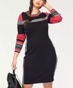 KangaROOS Strickkleid mit Streifen-Details im Color Blocking Style