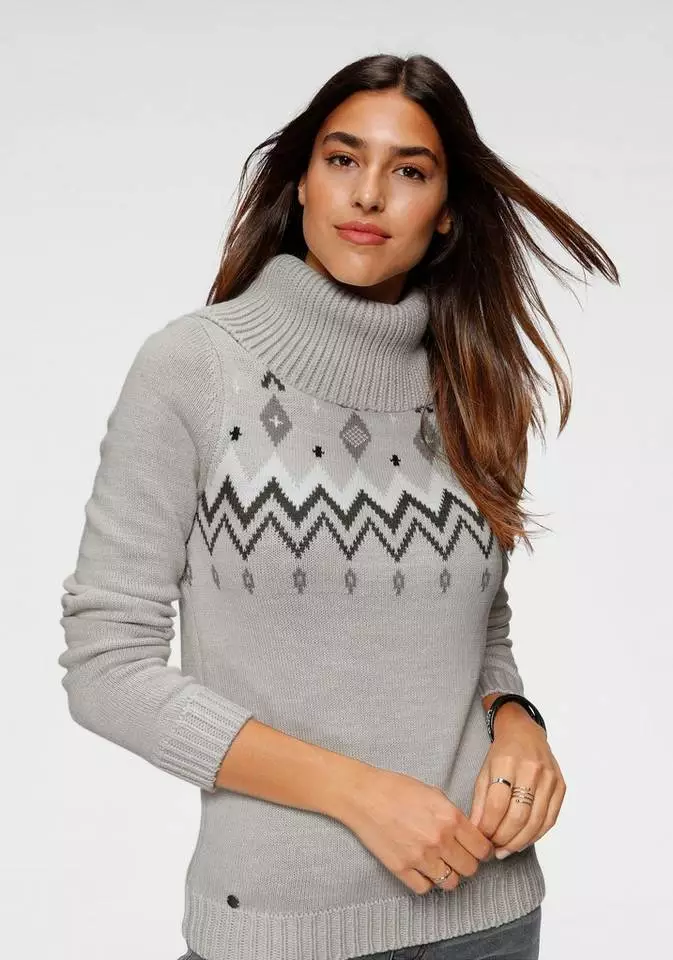 KangaROOS Norwegerpullover mit großem Rollkragen Hellgrau-meliert, Rosa-meliert 3 KangaROOS Norwegerpullover mit großem Rollkragen Hellgrau-meliert, Rosa-meliert – Bild 3