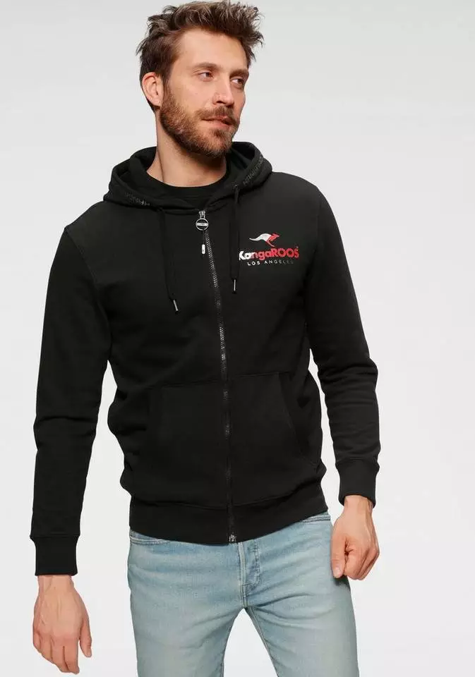 KangaROOS Kapuzensweatshirt mit Logobrustprint Grau-meliert, Schwarz 6 KangaROOS Kapuzensweatshirt mit Logobrustprint Grau-meliert, Schwarz – Bild 6