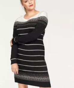 KangaROOS Strickkleid im Norweger-Look Bordeaux-weiß-anthrazit, Grau-rosa, Marine-grau-gelb, Schwarz-weiß-rot -KangaROOS Verkaufsladen 20308221