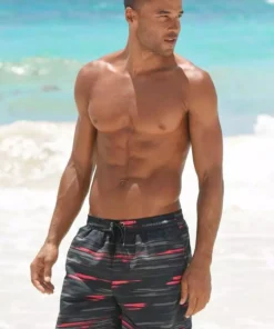 KangaROOS Badeshorts, im modischen Design Marine-lime, Schwarz-grau