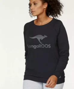 KangaROOS Sweater mit großem Label-Print vorne Hellgrau-meliert, Blau, Wei&szlig;, Schwarz -KangaROOS Verkaufsladen 21320927