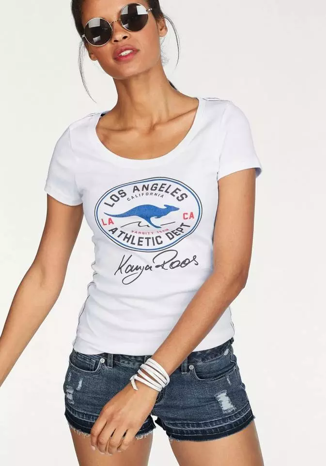 KangaROOS T-Shirt mit großem Retro Label-Druck vorne Weiß, Schwarz, Türkis, Marine 9 KangaROOS T-Shirt mit großem Retro Label-Druck vorne Weiß, Schwarz, Türkis, Marine – Bild 9