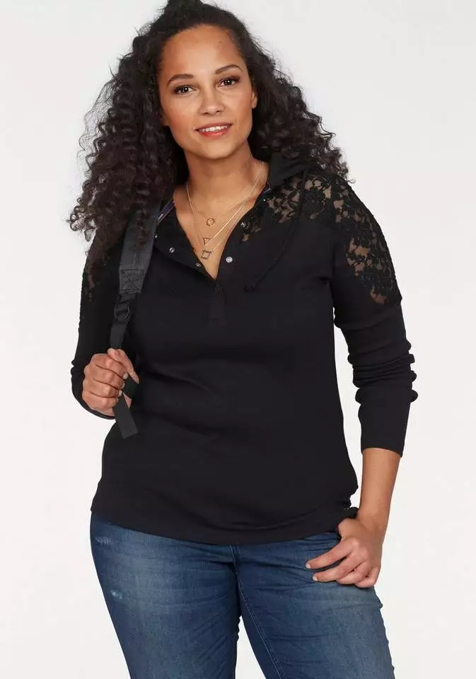 KangaROOS Kapuzenshirt mit Spitzendetail Türkis, Offwhite, Altrosa, Schwarz 12 KangaROOS Kapuzenshirt mit Spitzendetail Türkis, Offwhite, Altrosa, Schwarz – Bild 12