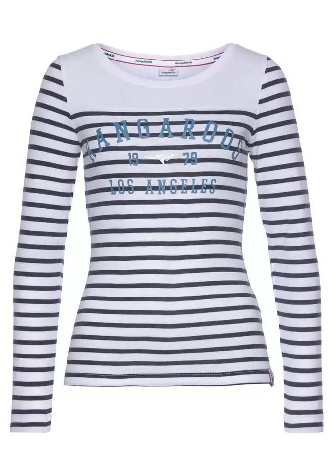 KangaROOS Langarmshirt mit Marken-Schriftzug im Brustbereich Rot-weiß-gestreift, Weiß-gestreift 2 KangaROOS Langarmshirt mit Marken-Schriftzug im Brustbereich Rot-weiß-gestreift, Weiß-gestreift – Bild 2