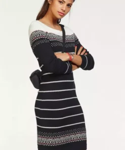KangaROOS Strickkleid im Norweger-Look Bordeaux-weiß-anthrazit, Grau-rosa, Marine-grau-gelb, Schwarz-weiß-rot -KangaROOS Verkaufsladen 24866542