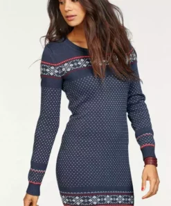 KangaROOS Strickkleid mit Norweger-Muster Schwarz-wei&szlig;, Blau-gemustert, Grau-meliert-gemustert-rosa -KangaROOS Verkaufsladen 24867024