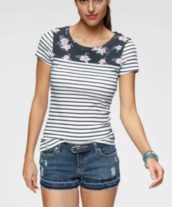 KangaROOS T-Shirt mit verschiedenen Prints Wei&szlig;-blau-gestreift, T&uuml;rkis-gemustert, Blau-wei&szlig;-gestreift-gebl&uuml;mt, Marine-gemustert -KangaROOS Verkaufsladen 25b4eb3a 9b26 5408 9a6c 39e605802b00