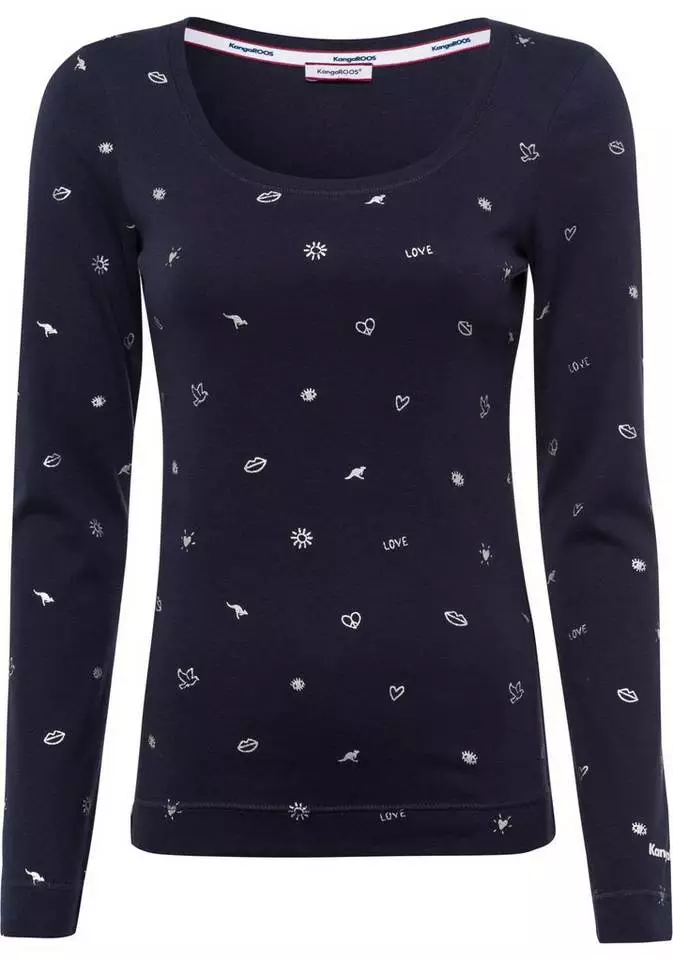 KangaROOS Langarmshirt (Packung, 2er-Pack) im Doppelpack 1x uni + 1x bedruckt - NEUE KOLLEKTION Weiß-schwarz, Marine-hellgrau-meliert 8 KangaROOS Langarmshirt (Packung, 2er-Pack) im Doppelpack 1x uni + 1x bedruckt - NEUE KOLLEKTION Weiß-schwarz, Marine-hellgrau-meliert – Bild 8