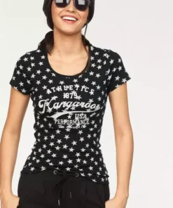 KangaROOS T-Shirt mit Sternen bedruckt Rosa-wei&szlig;, Schwarz-wei&szlig;, Hellgrau-meliert-wei&szlig;
