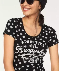 KangaROOS T-Shirt mit Sternen bedruckt Rosa-wei&szlig;, Schwarz-wei&szlig;, Hellgrau-meliert-wei&szlig; -KangaROOS Verkaufsladen 26893067