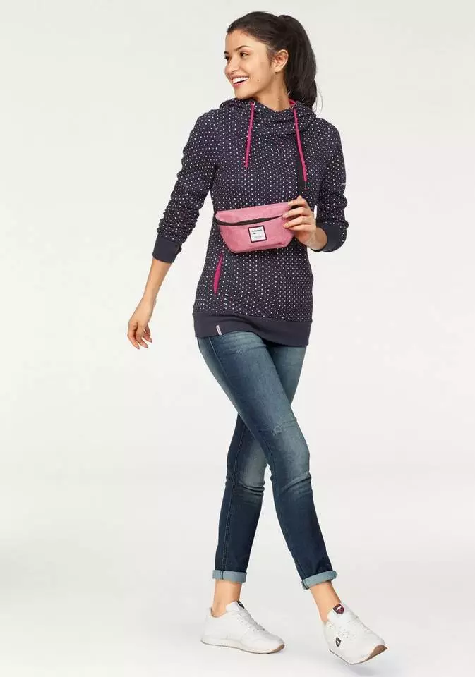 KangaROOS Kapuzensweatshirt mit überlappendem Kapuzen-Kragen Beere-bedruckt, Schwarz-gepunktet, Marine-pink-gepunktet 4 KangaROOS Kapuzensweatshirt mit überlappendem Kapuzen-Kragen Beere-bedruckt, Schwarz-gepunktet, Marine-pink-gepunktet – Bild 4