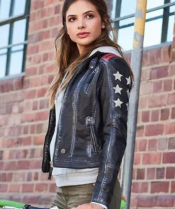 KangaROOS Bikerjacke mit vielen Ösen, Zippern und aufgenähten Sternen Black-used, Blue-used -KangaROOS Verkaufsladen 27334747