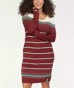 KangaROOS Strickkleid im Norweger-Look Bordeaux-weiß-anthrazit, Grau-rosa, Marine-grau-gelb, Schwarz-weiß-rot -KangaROOS Verkaufsladen 27423535
