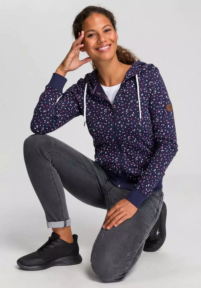 KangaROOS Kapuzensweatjacke mit sportlichem Minimal-Print Mittelblau, Ecru-meliert, Schwarz, Marine 4 KangaROOS Kapuzensweatjacke mit sportlichem Minimal-Print Mittelblau, Ecru-meliert, Schwarz, Marine – Bild 4