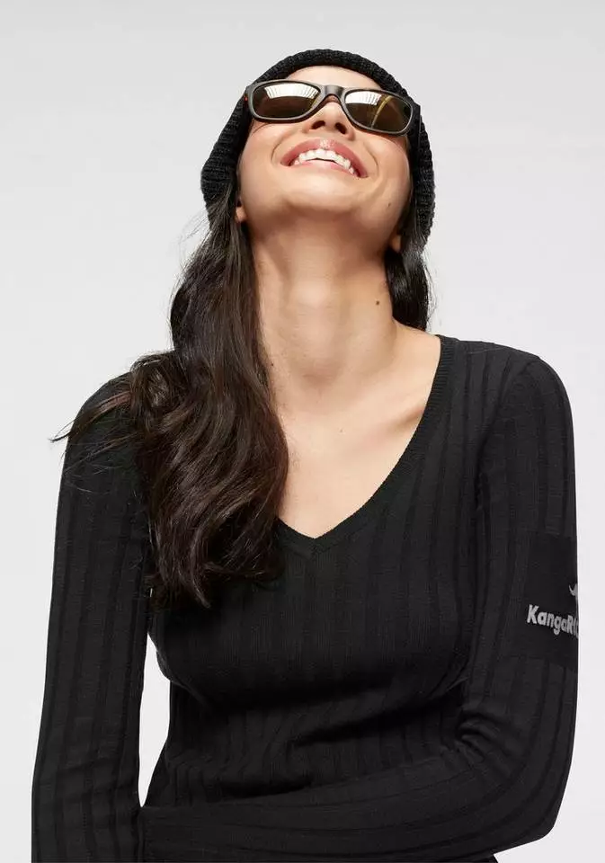 KangaROOS V-Ausschnitt-Pullover in breit geripptem Feinstrick Hellgrau-melange, Aquablau, Marine, Khaki 3 KangaROOS V-Ausschnitt-Pullover in breit geripptem Feinstrick Hellgrau-melange, Aquablau, Marine, Khaki – Bild 3