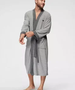 Herrenbademantel »Cilio«, KangaROOS, mit gestreifter Bordüre Marine, Grau -KangaROOS Verkaufsladen 29183573