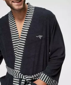 Herrenbademantel »Cilio«, KangaROOS, mit gestreifter Bordüre Marine, Grau -KangaROOS Verkaufsladen 29183959