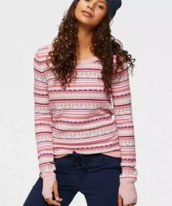 KangaROOS Rundhalspullover im bunt gemusterten Jaquard-Feinstrick Rosa-bunt, Hellgrau-meliert-bunt, Wollwei&szlig;-grau-bunt, Schwarz-rot-bunt