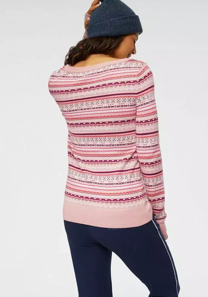 KangaROOS Rundhalspullover im bunt gemusterten Jaquard-Feinstrick Rosa-bunt, Hellgrau-meliert-bunt, Wollweiß-grau-bunt, Schwarz-rot-bunt 2 KangaROOS Rundhalspullover im bunt gemusterten Jaquard-Feinstrick Rosa-bunt, Hellgrau-meliert-bunt, Wollweiß-grau-bunt, Schwarz-rot-bunt – Bild 2