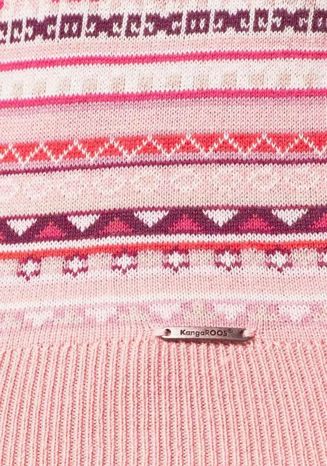 KangaROOS Rundhalspullover im bunt gemusterten Jaquard-Feinstrick Rosa-bunt, Hellgrau-meliert-bunt, Wollweiß-grau-bunt, Schwarz-rot-bunt 6 KangaROOS Rundhalspullover im bunt gemusterten Jaquard-Feinstrick Rosa-bunt, Hellgrau-meliert-bunt, Wollweiß-grau-bunt, Schwarz-rot-bunt – Bild 6