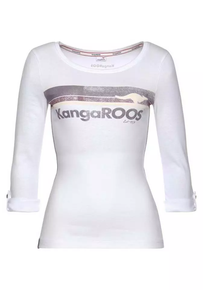 KangaROOS Print-Shirt mit Turn-up Ärmeln und collem Front-Druck 6 KangaROOS Print-Shirt mit Turn-up Ärmeln und collem Front-Druck – Bild 6