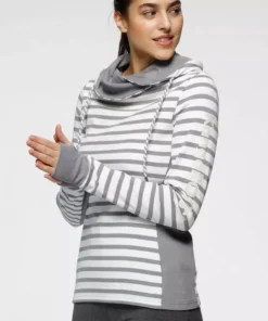 KangaROOS Streifenpullover mit tollem hohen Kragen und Tunnelzug - NEUE KOLLEKTION Grafit-wollweiß, Hellblau-marine