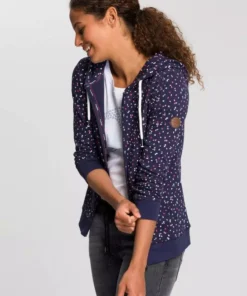 KangaROOS Kapuzensweatjacke mit sportlichem Minimal-Print Mittelblau, Ecru-meliert, Schwarz, Marine