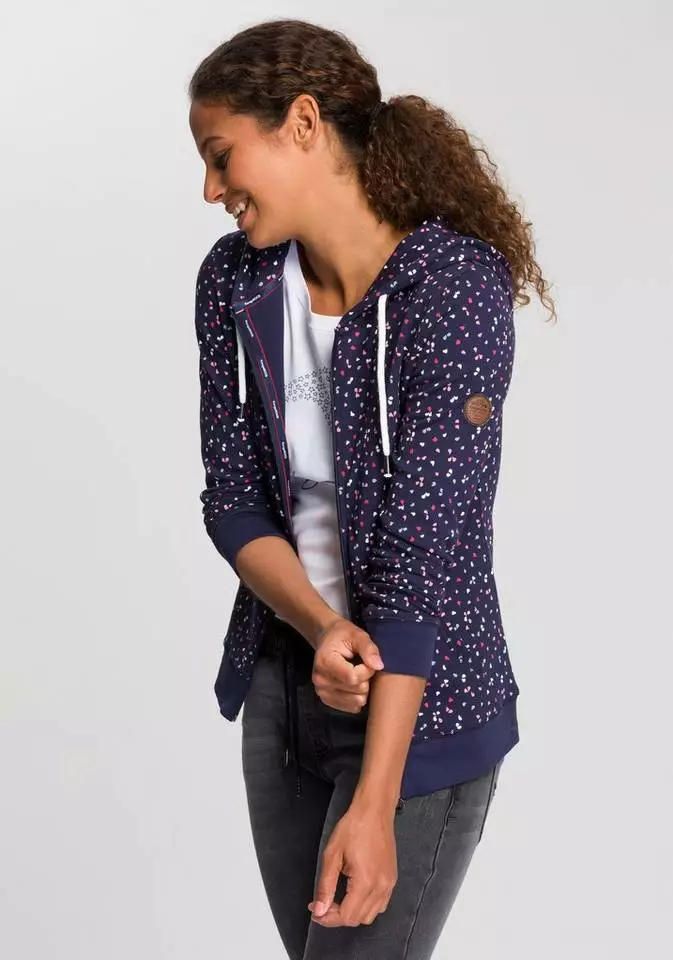 KangaROOS Kapuzensweatjacke mit sportlichem Minimal-Print Mittelblau, Ecru-meliert, Schwarz, Marine 1 KangaROOS Kapuzensweatjacke mit sportlichem Minimal-Print Mittelblau, Ecru-meliert, Schwarz, Marine