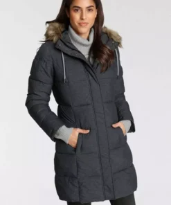 KangaROOS Steppjacke mit kuscheligem, abnehmbarem Fellimitat-Kragen an der Kapuze - NEUE KOLLEKTION Jeansblau-meliert, Schwarz-meliert -KangaROOS Verkaufsladen 2e0288ed cb2c 5ee8 a326 b195bc135c3c